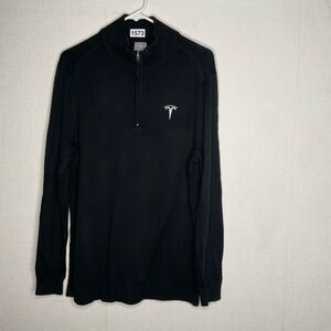 Tesla Knit Sweater Men’s Medium‎ Embroidered Logo Pullover Zip Neck